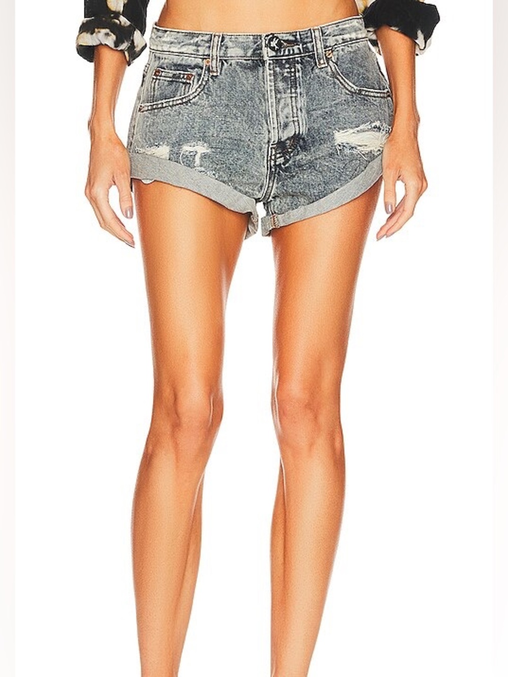 One Teaspoon - BLUE BLOSSOM BANDIT LOW WAIST DENIM SHORT - 31